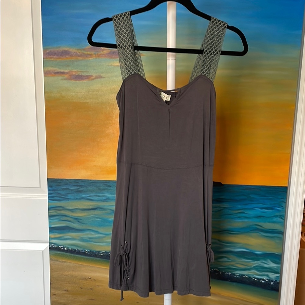 POL Gray Tunic with Patterned Straps